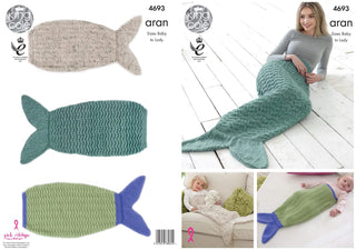 KC4693 Mermaid Tail Blanket in Aran