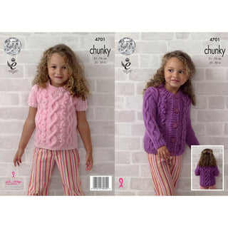 KC4701 Children's Top and Cardigan Knitted with Big Value Chunky