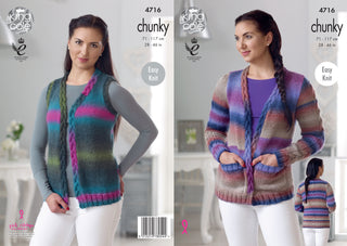 KC4716 Women Cardigan & Waistcoat Knitted in Riot Chunky