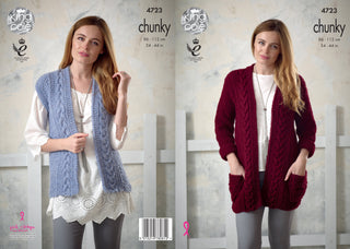 KC4723 Women Jacket & Waistcoat Knitted in New Magnum Chunky