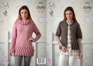 KC4724 Women Tunic & Cardigan Knitted in New Magnum Chunky