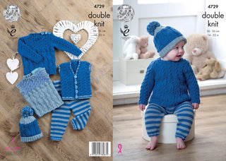 KC4729 Hat, Jumper and Leggings for Babies in King Cole Comfort DK