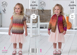 KC4740 Cardigan and Top for Children in King Cole Shine DK