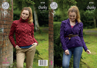 KC4744 Jumper and Cardigan for Women in Chunky Tweed