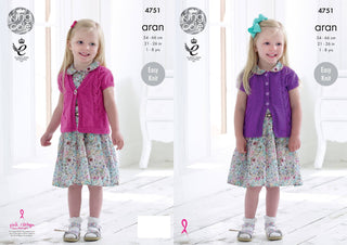 KC4751 Cardigans for Children in King Cole Aran