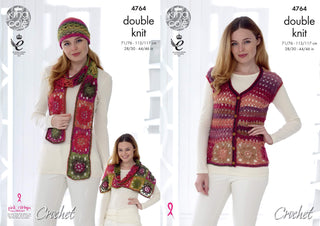 KC4764 Crochet Cardigan and Accessories for Women in Riot DK