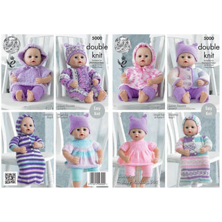 KC5000 Dolls Clothes Knitted with Various King Cole DK