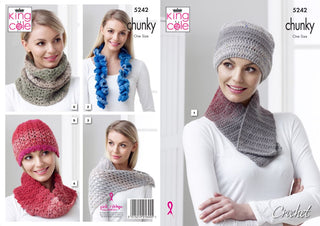 KC5242 Ladies Crochet Accessories in King Cole Twirly Tweed Chunky