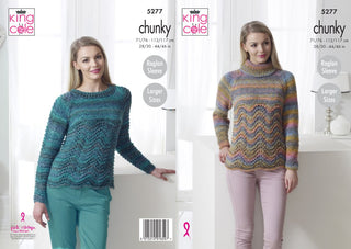 KC5277 Ladies Sweaters in King Cole Corona Chunky