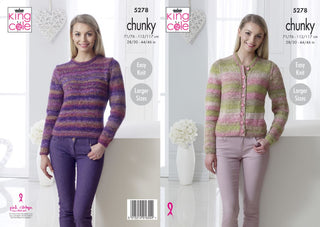 KC5278 Sweater & Cardigan in King Cole Corona Chunky