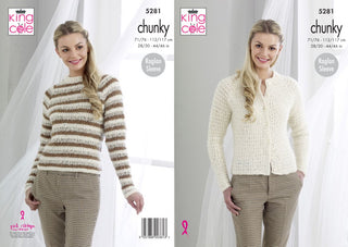 KC5281 Ladies Sweater & Cardigan in King Cole Indulge Chunky