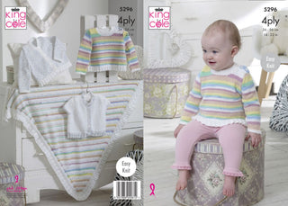 KC5296 Cardigans, Sweater & Shawl in King Cole Big Value Baby 4Ply