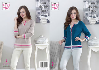 KC5354 Ladies Sweater & Cardigan in King Cole Smooth DK