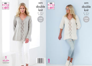 KC5372 Ladies Short & Long Sleeve Sweaters in King Cole Cotton Top DK