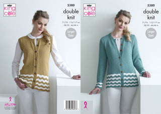 KC5380 Ladies Chevron Cardigan & Waistcoat in King Cole Bamboo DK