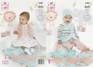 KC5389 Babies Coat, Cardigan, Hat and Blanket in King Cole Big Value Baby 4Ply