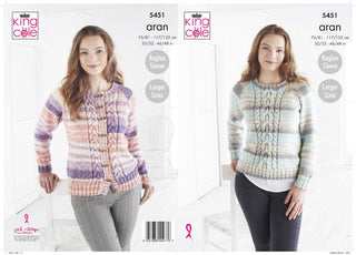 KC5451 Sweater & Cardigan for Women in King Cole Drifter Aran