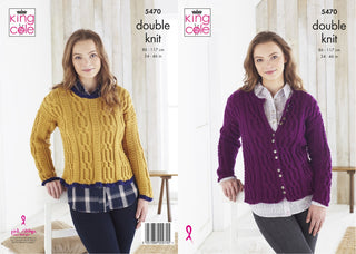 KC5470 Woman's Cardigan & Sweater in King Cole Merino Blend DK