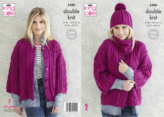 KC5480 Ladies Jacket, Snood & Hat in King Cole Subtle Drifter DK