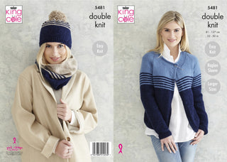 KC5481 Ladies Cardigan, Snood & Hat in King Cole Subtle Drifter DK
