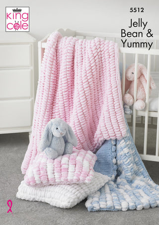 KC5512 Baby's Cot Blanket, Pram Blanket & Cushion in King Cole Jellybean & Yummy
