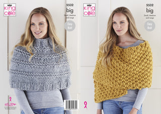 KC5532 Lady's Poncho & Wrap in King Cole Big Value Big