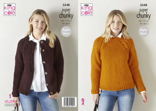 KC5548 Woman's Sweater & Cardigan in King Cole Big Value Super Chunky
