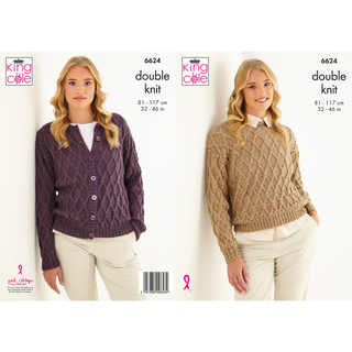 KC6624 Sweater & Cardigan Top Knitted in King Cole Baby Alpaca DK