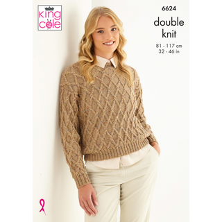 KC6624 Sweater & Cardigan Top Knitted in King Cole Baby Alpaca DK