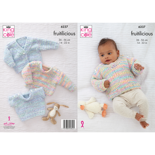 KC6237 Sweater, Slipover & Cardigan Knitted in King Cole Fruitilicious