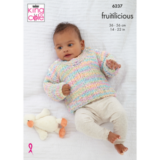 KC6237 Sweater, Slipover & Cardigan Knitted in King Cole Fruitilicious