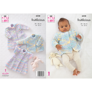 KC6238 Jacket, Cardigan & Waistcoat Knitted in King Cole Fruitilicious