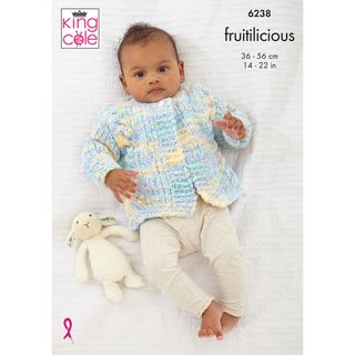 KC6238 Jacket, Cardigan & Waistcoat Knitted in King Cole Fruitilicious