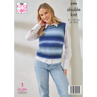 KC6486 Waistcoat & Slipover Knitted in King Cole Riot DK
