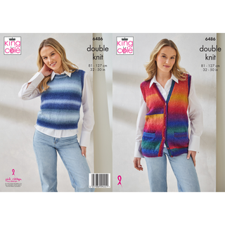 KC6486 Waistcoat & Slipover Knitted in King Cole Riot DK