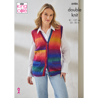 KC6486 Waistcoat & Slipover Knitted in King Cole Riot DK
