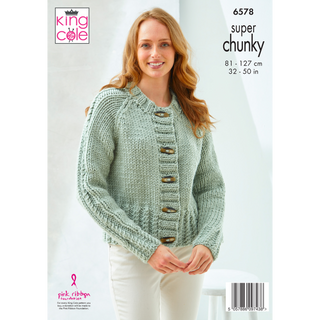KC6578 Sweater & Cardigan Knitted in King Cole Big Value Super Chunky