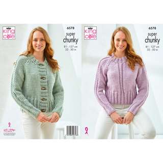 KC6578 Sweater & Cardigan Knitted in King Cole Big Value Super Chunky