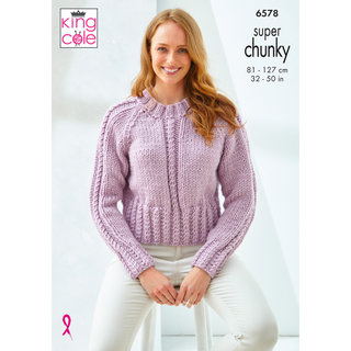 KC6578 Sweater & Cardigan Knitted in King Cole Big Value Super Chunky