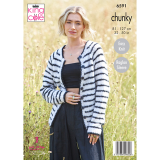 KC6591  Cardigan & Sweater Knitted in King Cole Flair Solo Chunky