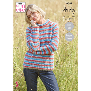 KC6591  Cardigan & Sweater Knitted in King Cole Flair Solo Chunky