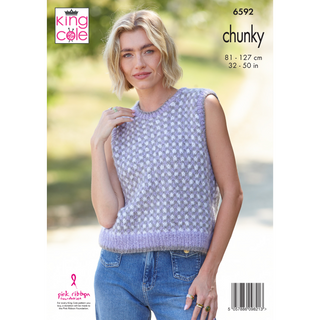 KC6592  Tank Top & Sweater Knitted in King Cole Flair Solo Chunky