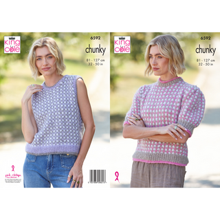 KC6592  Tank Top & Sweater Knitted in King Cole Flair Solo Chunky