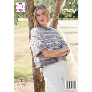 KC6593  Cardigan & Sweater Knitted in King Cole Flair Solo Chunky