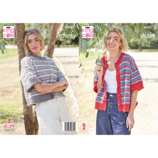 KC6593  Cardigan & Sweater Knitted in King Cole Flair Solo Chunky
