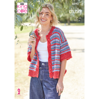 KC6593  Cardigan & Sweater Knitted in King Cole Flair Solo Chunky