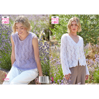 KC6594 Cardigan & Tank Top Knitted in King Cole Flair Solo Chunky