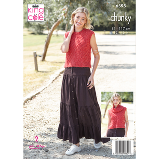 KC6595 Tank Top, Sweater & Cowls Knitted in King Cole Flair Solo Chunky