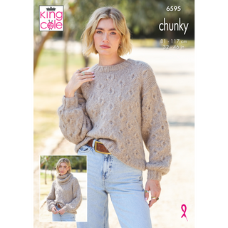 KC6595 Tank Top, Sweater & Cowls Knitted in King Cole Flair Solo Chunky