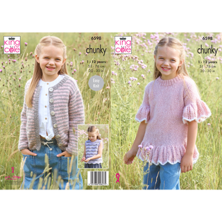 KC6598 Sweater, Cardigan & Tank Top Knitted in King Cole Flair Solo Chunky